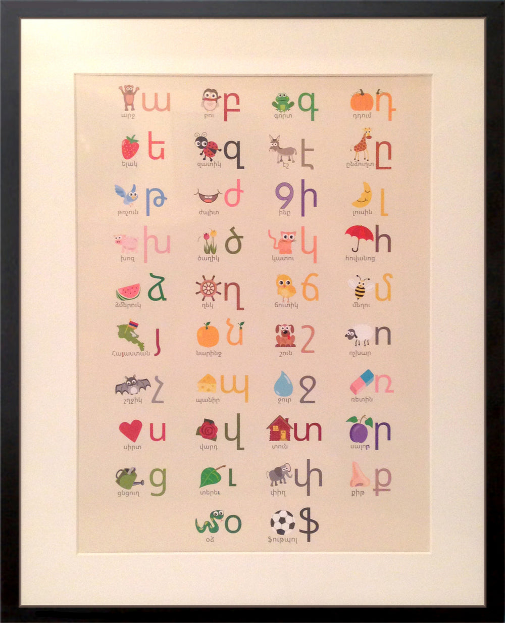 Armenian Alphabet, Bird letter style Poster